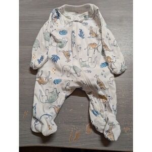 Just One You by Carters Newborn Animal Print Footed Sleeper Pajamas White NB